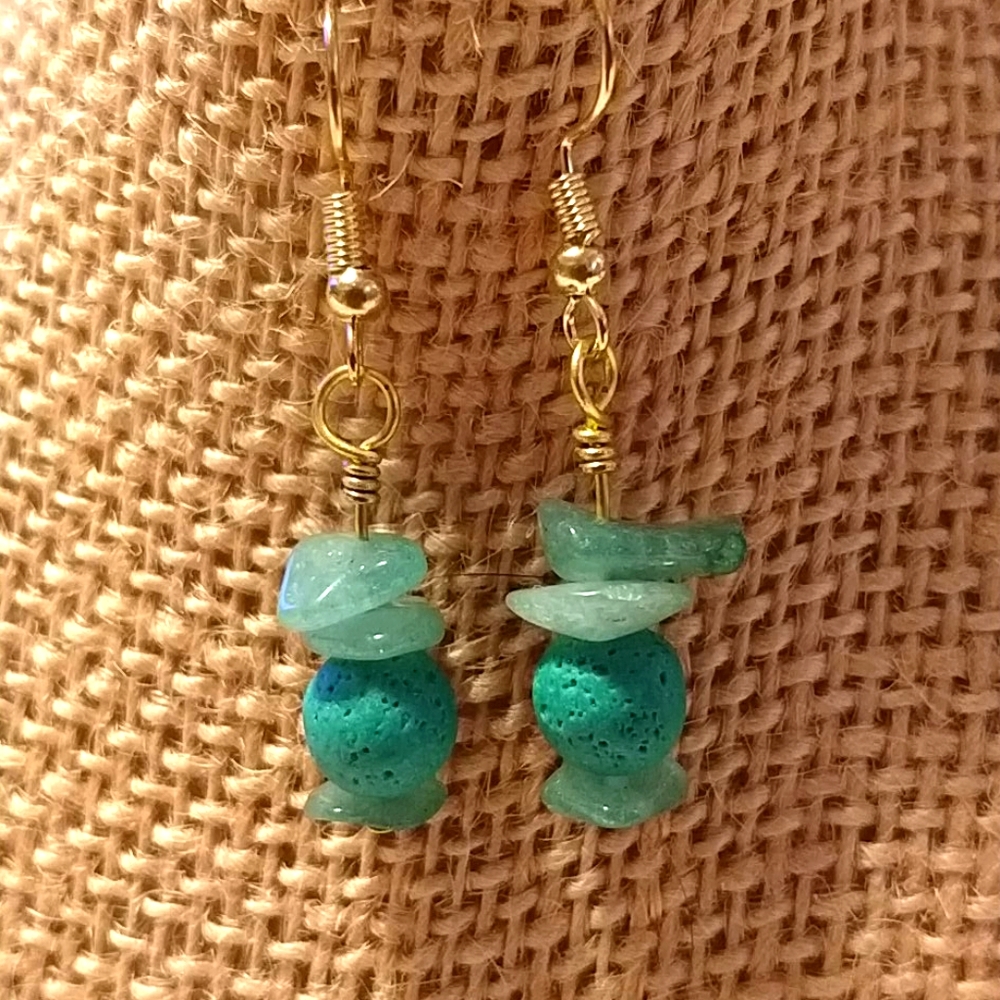 Lava rock and Gemstone earrings